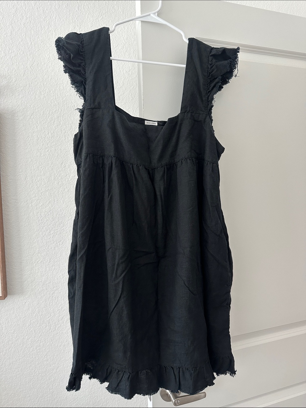 aerie Black Ruffle-Trim Mini Dress
